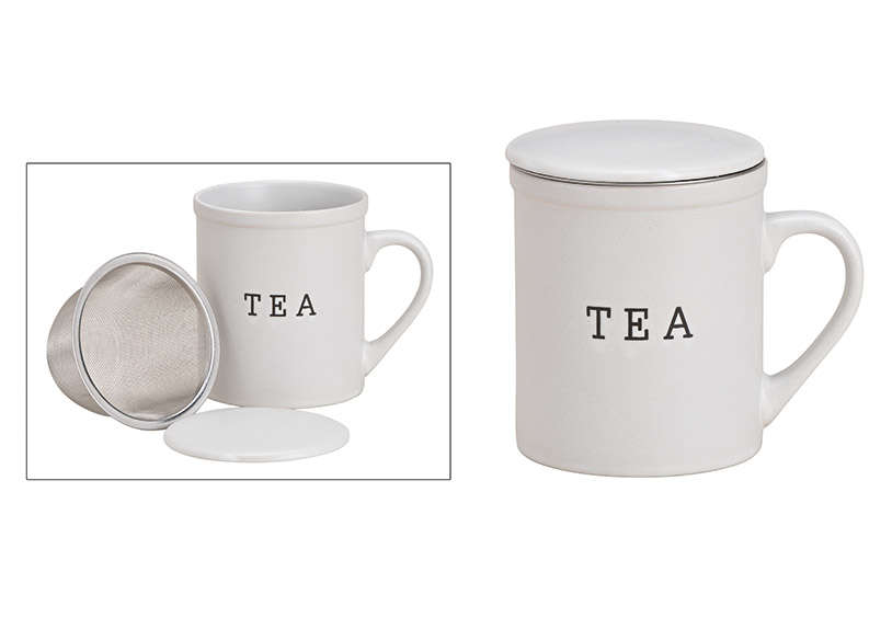 Teebecher aus Keramik mit Schrift ,,TEA'' 340ml - 2er Set *B-WARE*