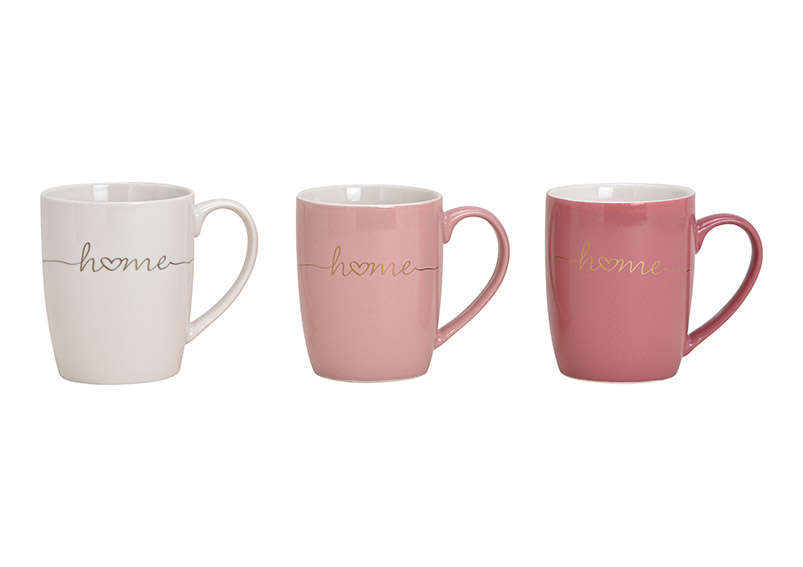 Tassen aus Porzellan mit Schrift ,,HOME'' 300ml - 3er Set