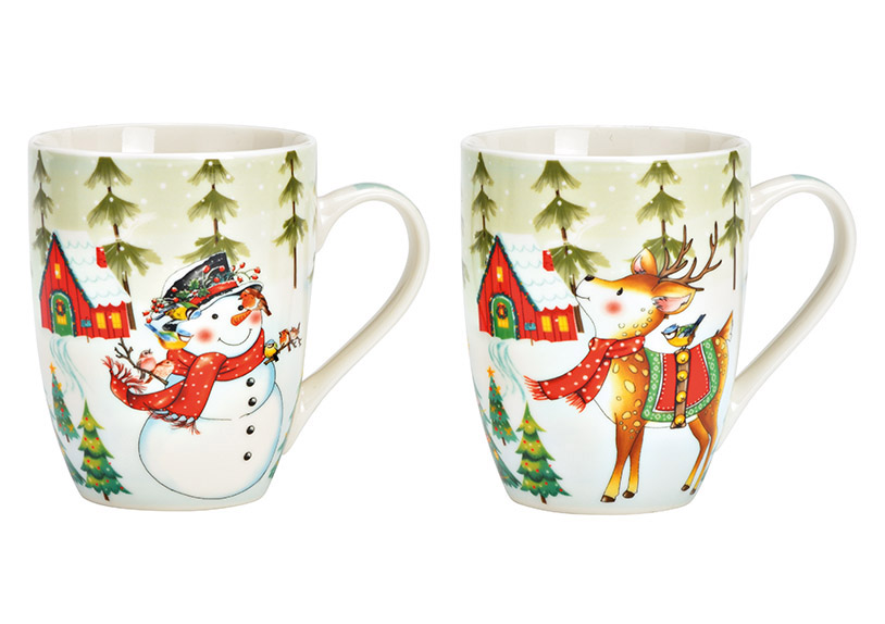 Becher Weihnachten - Schneemann & Hirsch Motiv 280ml - 2er Set