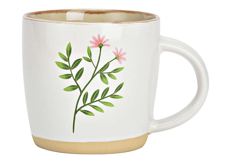 Jumbo Becher mit Blumen Design aus Steingut